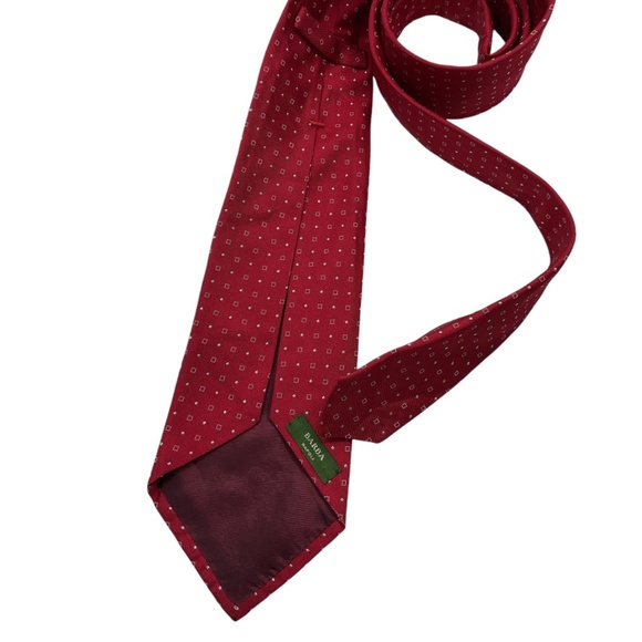 BARBA XL SEVENFOLD Red Geometric Silk LUXURY Tie HANDMADE ITALY - Picture 2 of 6